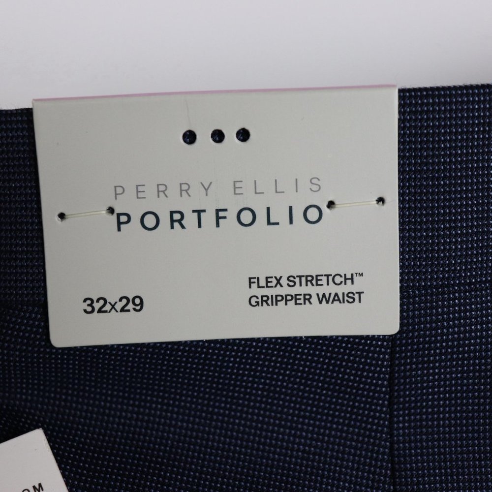 NWT Perry Ellis Bering Sea Blue Slim Fit Pin Check Dress Pants - Picture 5 of 7